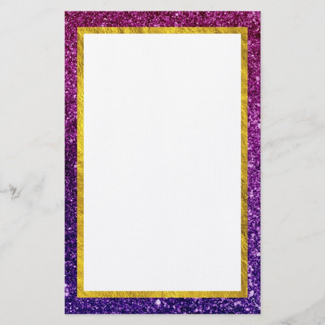 Rosa & Lila Sparkling Glitter Gemstones Brevpapper (Framsida)