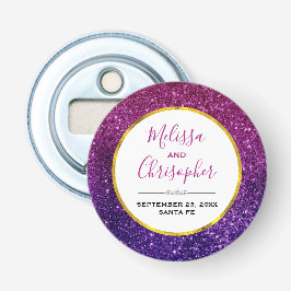 Rosa & Lila Sparkling Glitter Gemstones Bröllop Flasköppnare