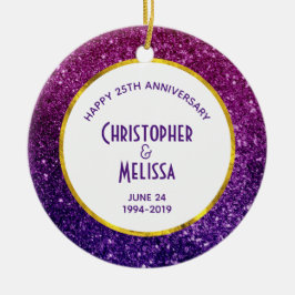 Rosa & Lila Sparkling Glitter Gemstones Julgransprydnad Keramik