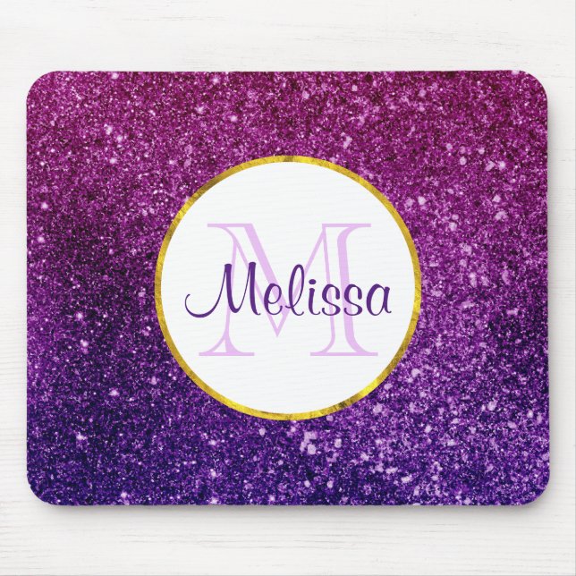 Rosa & Lila Sparkling Glitter Gemstones Monogram Musmatta (Framsidan)