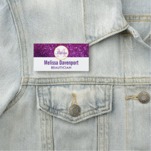 Rosa & Lila Sparkling Glitter Gemstones Monogram Namnbricka