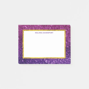 Rosa & Lila Sparkling Glitter Gemstones Post-it Block