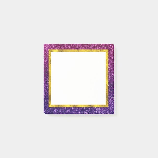 Rosa & Lila Sparkling Glitter Gemstones Post-it Block (Framsida)