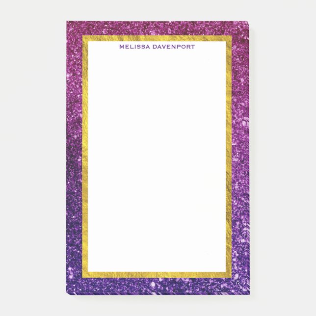 Rosa & Lila Sparkling Glitter Gemstones Post-it Block (Framsida)