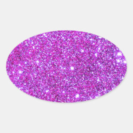 Rosa Lila Sparkly Glam Glitter Designer Ovalt Klistermärke