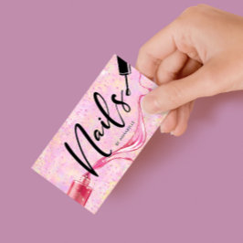 Rosa & Lila Sparkly Nagel Monogram Visitkort