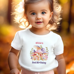 Rosa Lila Svampar Fall 2:a födelsedag T Shirt