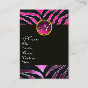 Rosa,lila SVART VIT ZEBRA PÄLS MONOGRAM Visitkort