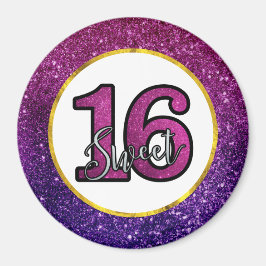Rosa & Lila Sweet 16 Gnistra Glitter Gemstones Magnet