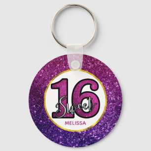 Rosa & Lila Sweet 16 Gnistra Glitter Gemstones Nyckelring