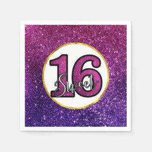 Rosa & Lila Sweet 16 Gnistra Glitter Gemstones Pappersservett