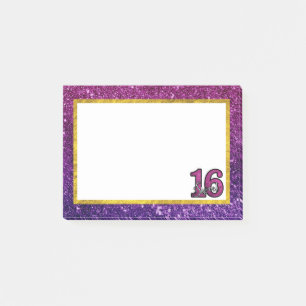 Rosa & Lila Sweet 16 Gnistra Glitter Gemstones Post-it Block