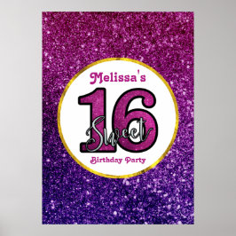 Rosa & Lila Sweet 16 Gnistra Glitter Gemstones Poster