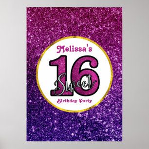 Rosa & Lila Sweet 16 Gnistra Glitter Gemstones Poster