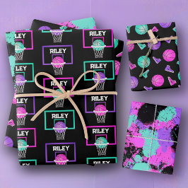 Rosa Lila Teal Basketball Paint Splatter Namn