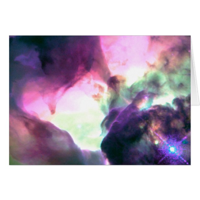 Rosa Lila Teal Nebula Hälsningskort (Framsidan Horizontal)