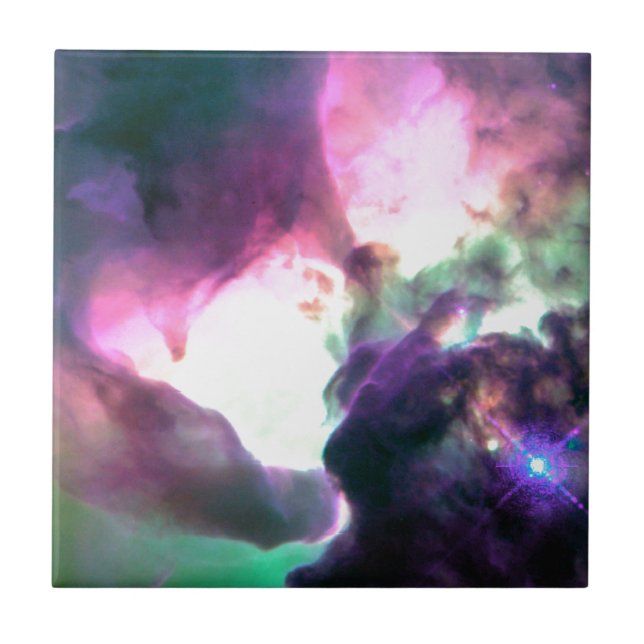 Rosa Lila Teal Nebula Kakelplatta (Framsidan)