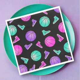 Rosa Lila Teal Neon Basketball Sneakers Birthday Pappersservett