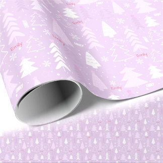 Rosa Lila Träd Winter Namn Text jul Presentpapper