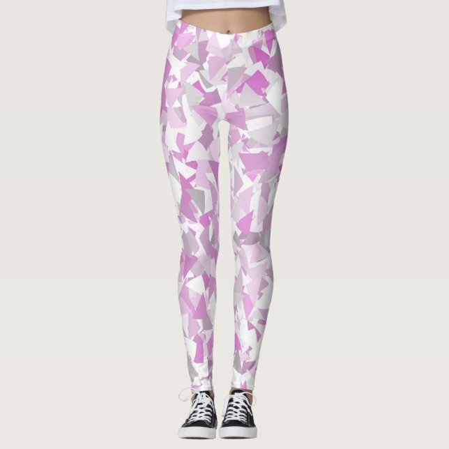 Rosa Lila Triangel Mönster Leggings (Framsida)