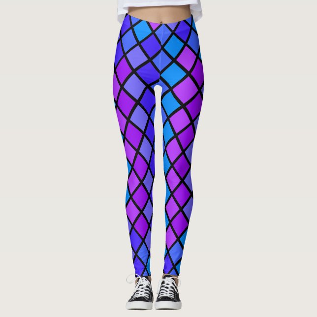 Rosa Lila Turquise Mosiac Leggings (Framsida)