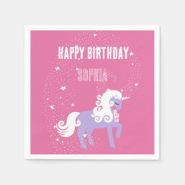 Rosa Lila Unicorn Birthday Pappersservett