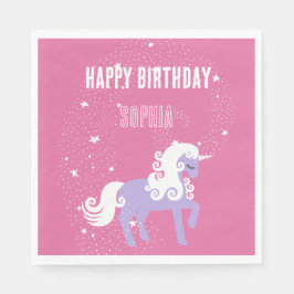 Rosa Lila Unicorn Birthday Pappersservett