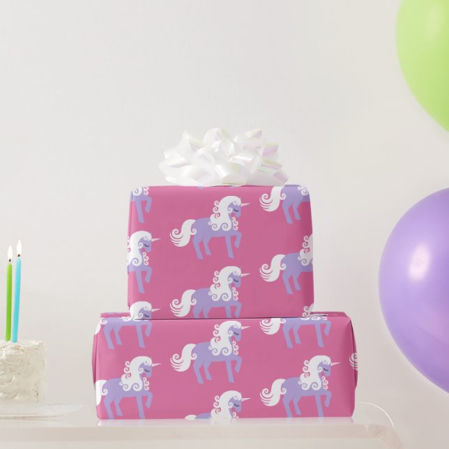 Rosa Lila Unicorn Birthday Presentpapper (Festgåvor)