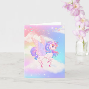 Rosa Lila Unicorn Kort