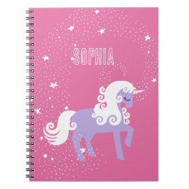 Rosa Lila Unicorn Namn Anteckningsbok