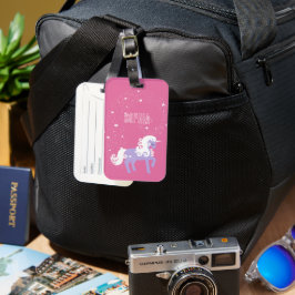 Rosa Lila Unicorn Stars Bagagebricka