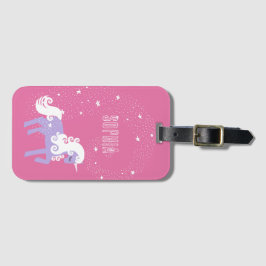Rosa Lila Unicorn Stars Bagagebricka