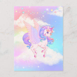 Rosa Lila Unicorn Vykort