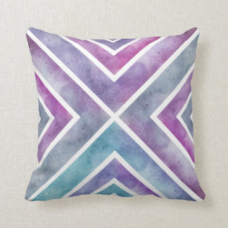 Rosa Lila, vattenfärg Geometric Chevron Skriv ut Kudde