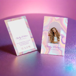 Rosa & Lila Vattenfärg Holografisk Design Skönhet Visitkort