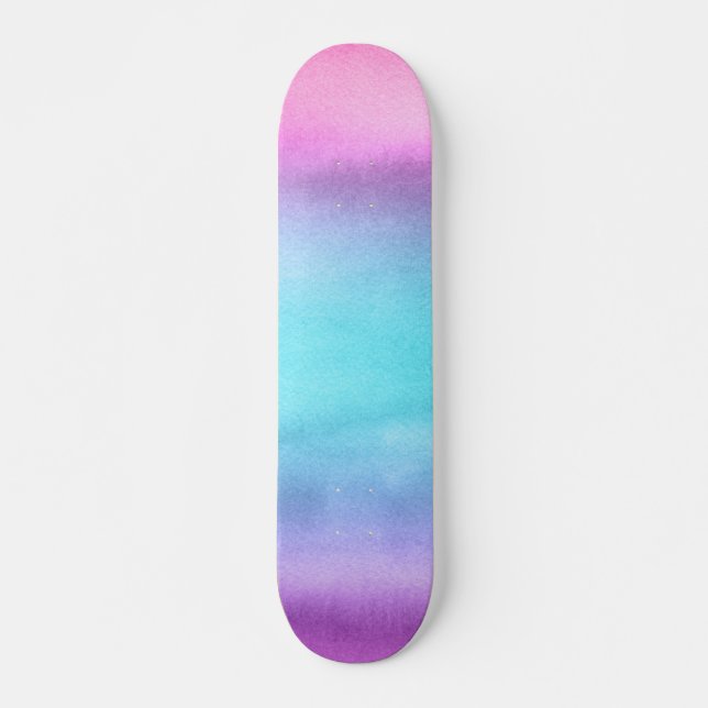 Rosa Lila vattenfärg Mini Skateboard Bräda 18,5 Cm (Framsida)