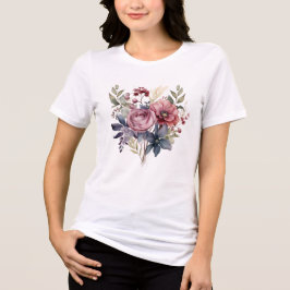 Rosa Lila VattenfärgBlommigtar Feminine Girly T Shirt