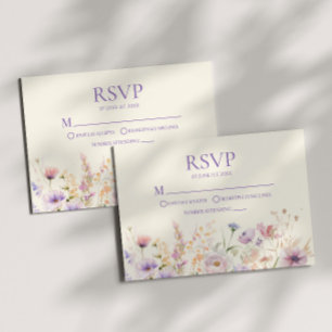 Rosa lila vildblommeäng bröllops-RSVP-kort OSA Kort