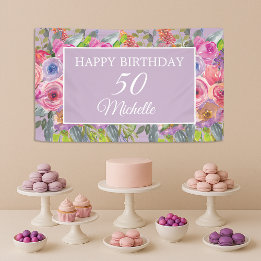 Rosa lila vildblommor Grattis på 50-årsdagen