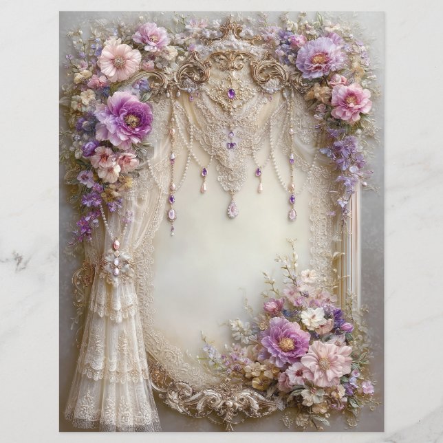 Rosa Lila Vintage Junk Journal Scrapbookpapper (Framsida)