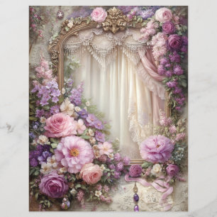 Rosa Lila Vintage Junk Journal Scrapbookpapper