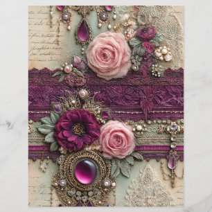 Rosa Lila Vintage Junk Journal Scrapbookpapper