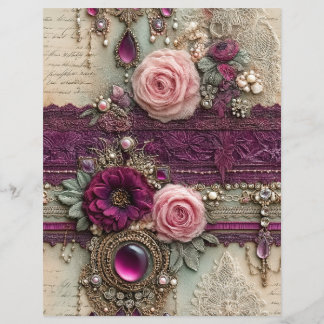Rosa Lila Vintage Junk Journal Scrapbookpapper