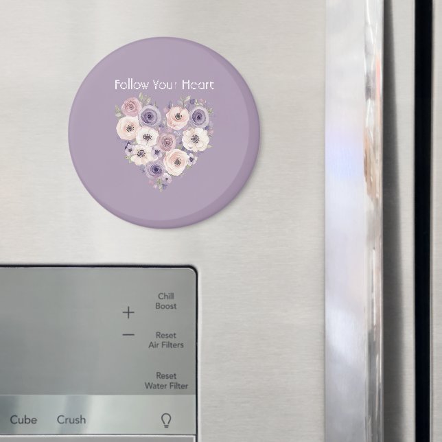 Rosa Lila Vit Blommig Hjarta Magnet (In Situ (Fridge))