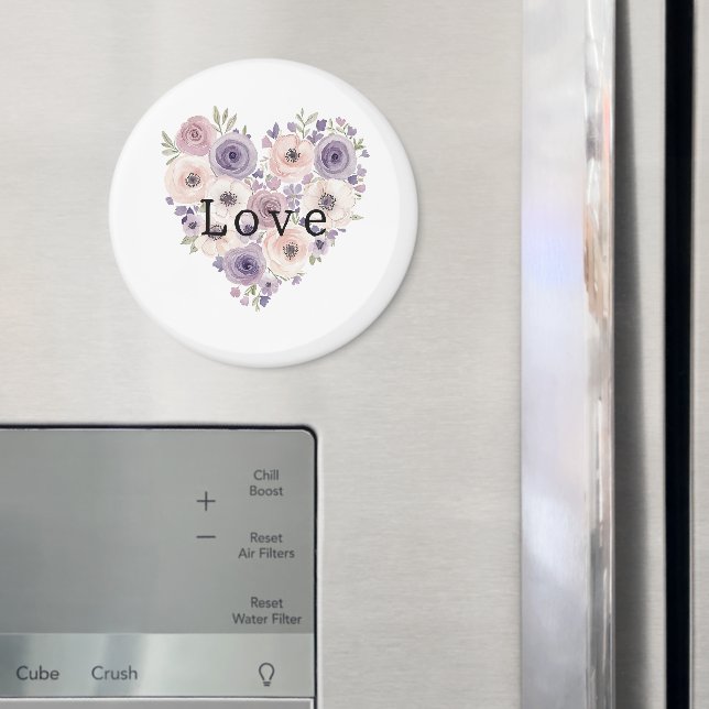 Rosa lila vit blommig hjärta magnet (In Situ (Fridge))