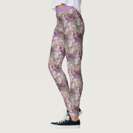 Rosa, Lila, vita Hydrangea Flowers - Blommigt Leggings