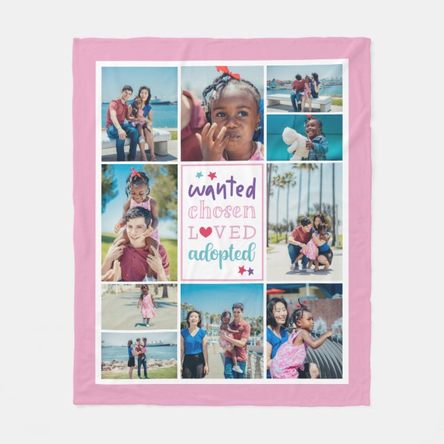 Rosa Lila Wanted Chosen Loved Antogs Collage Fleecefilt (Framsidan)