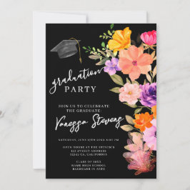 Rosa & Lila Watercolor Blommigt Photo Studenten Inbjudningar