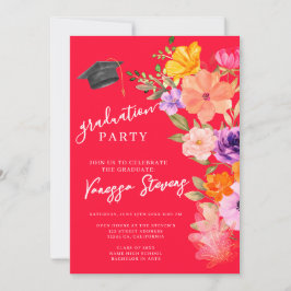 Rosa & Lila Watercolor Blommigt Photo Studenten Inbjudningar