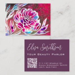 Rosa & Lila Watercolor Dahlia Cute Blommigt Beauty Visitkort